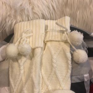 Socks long sweater knit with Pom Poms! Over knee